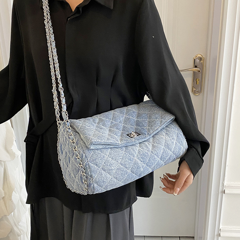 Borsa da donna di fascia alta Borsa da donna 2023 New Fashion Borsa a tracolla a prezzo singolo Denim Borsa tote versione coreana di grande capacità_voghion.com