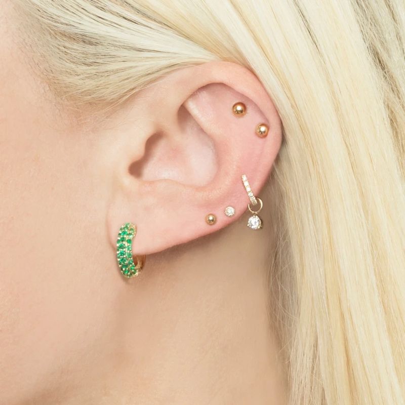 Colorful Micro Pave Zircon Full Diamond Earrings Rainbow Bone Studs Classic Basic Circle Clips Ear Jewelry_voghion.com