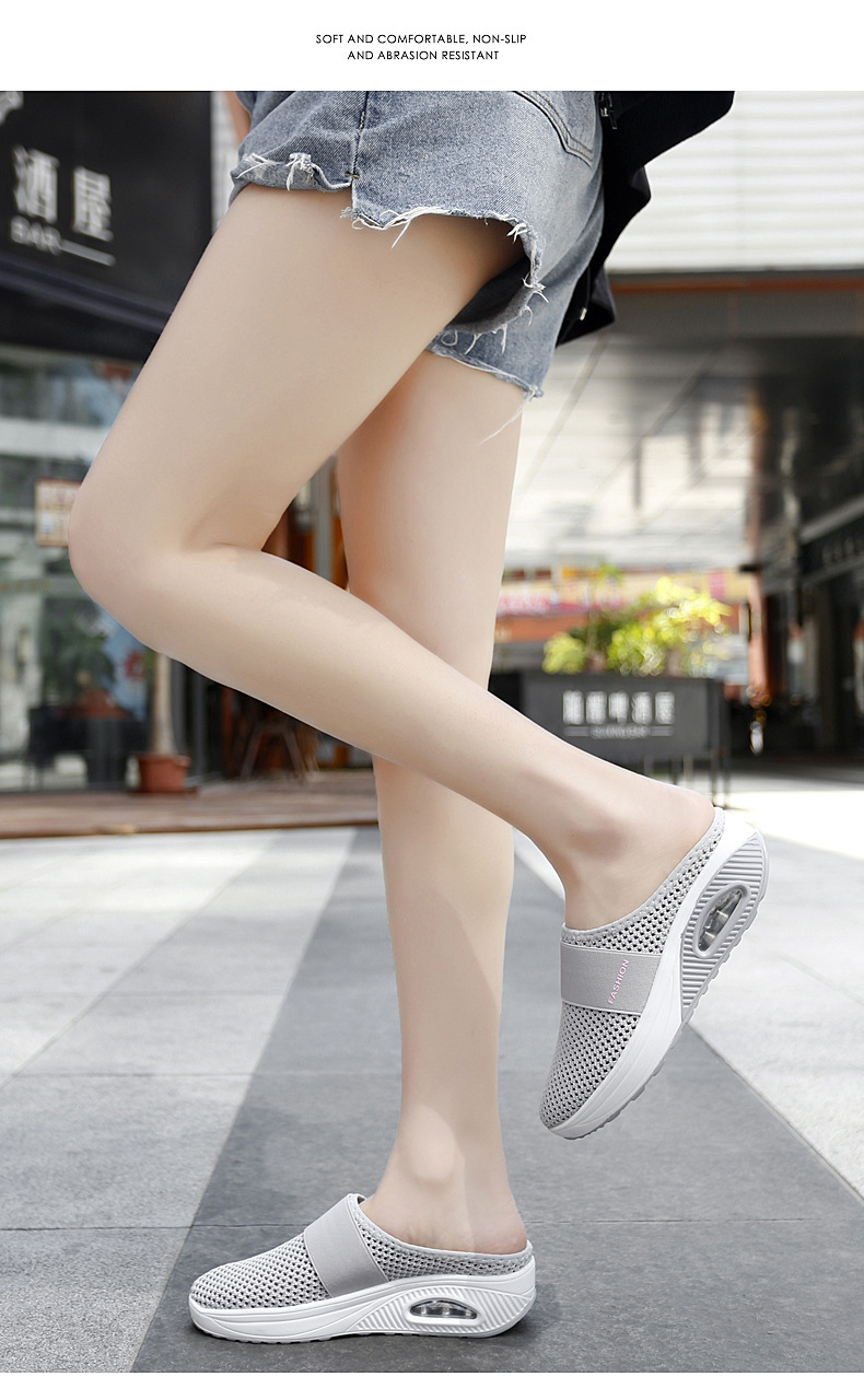Ženski čevlji Poletje Velike velikosti Baotou Pol copati Ženski mrežasti brez pete Slip-On Ženski čevlji Ravni čevlji_voghion.com