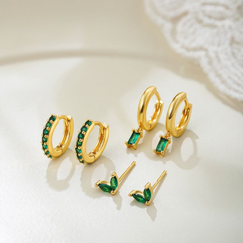 Damen-Schmuckset, modisch, schlichtes Temperament, vielseitige Persönlichkeit, hochwertige, stapelbare Ohrringe mit Zirkonia-Einlage, dreiteiliges Set_voghion.com
