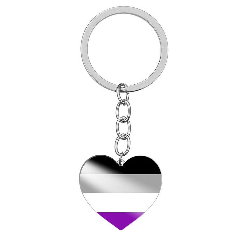 6-color rainbow flag maintainless keychain, heart-shaped color printed titanium steel backpack pendant_voghion.com