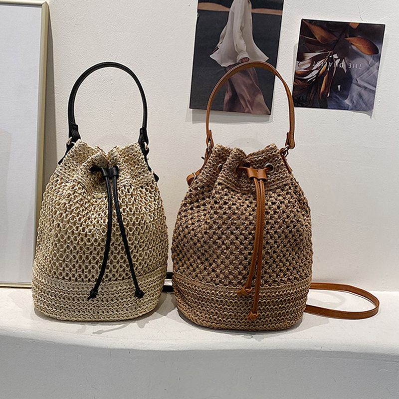 Borse a tracolla estive con coulisse, borse a secchiello da donna, borse in paglia intrecciata in rafia, borsa a tracolla casual da spiaggia_voghion.com