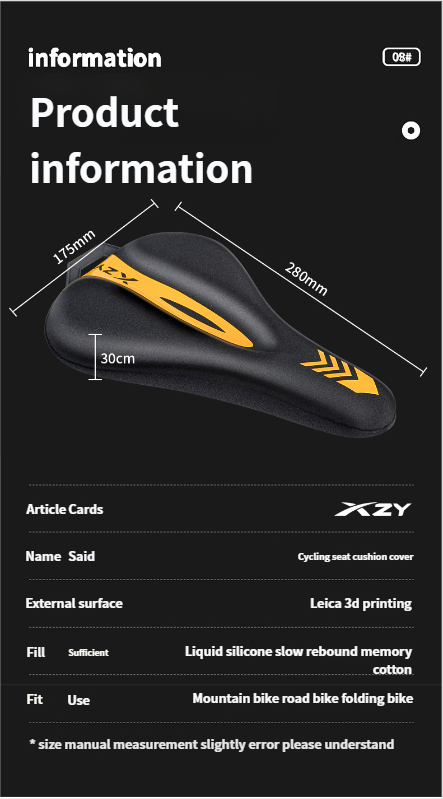 Copertura per bicicletta ultra morbida anti-dolore ai glutei in memory foam addensato in silice, protezione solare per bici da strada e da montagna_voghion.com