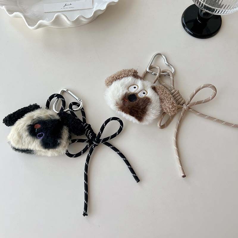 Bag Charms Colorful Plush Spotted Dog Rope Bow Pendant Cute Lanyard Keychain Versatile Bag Pendant_voghion.com