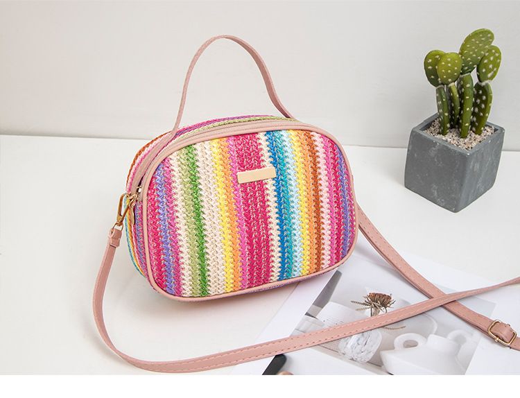 Women's Bag New Ladies Bag Straw Colored Hand Held Sequined Ladies Messenger Bag_voghion.com