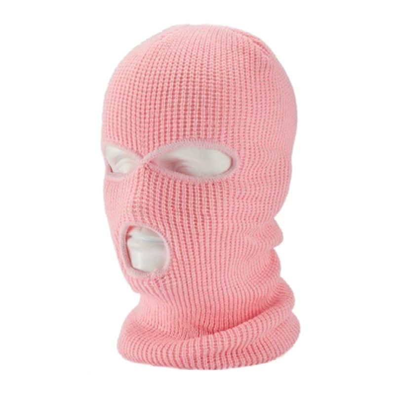 Cappello invernale Yuanbao a tre fori lavorato a maglia color caramella in lana, scaldacollo, per ciclismo all'aperto, antivento_voghion.com