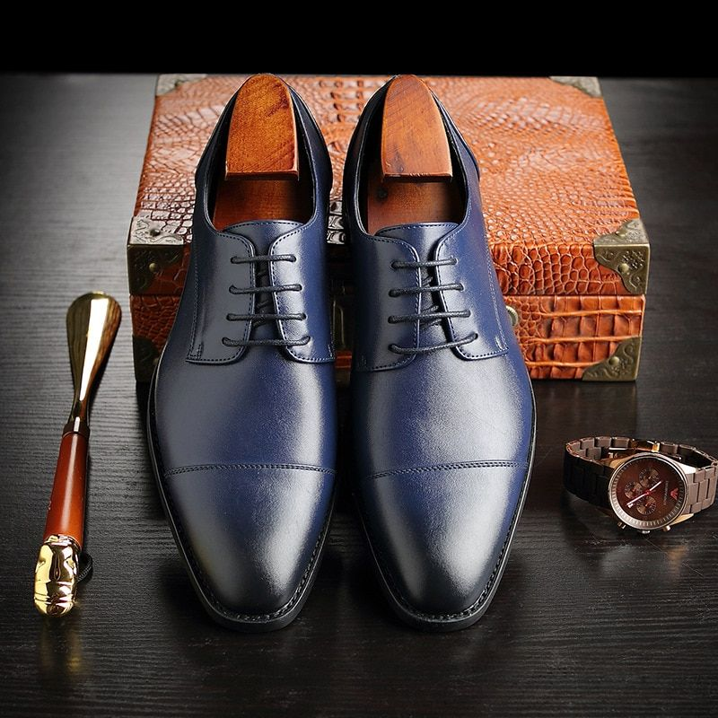 Herren Klassische Retro Derby Schuhe Herren Business Kleid Büro Lederschuh Flats Männer Mode Hochzeit Party Oxfords EU Größe_voghion.com