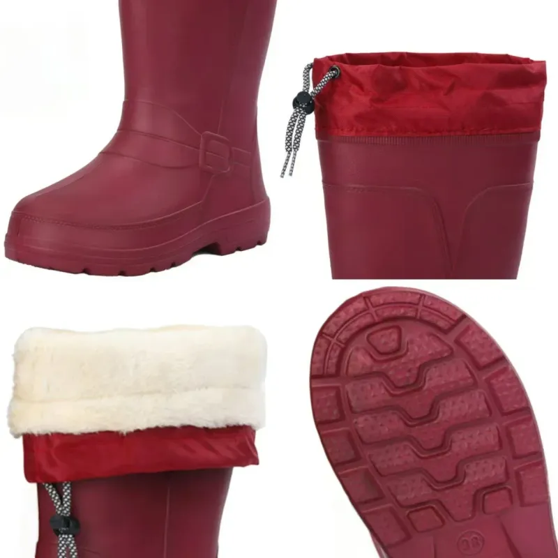 Stivali da pioggia in gomma con coulisse, impermeabili, antiscivolo, di sicurezza, da donna, caldi e morbidi, a metà polpaccio_voghion.com