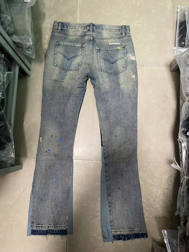 Spălare cu apă, Învechire, Deteriorare găuri, Mustăți de pisică, Brodare imprimare, Stropire cu cerneală, Micro corn, Blugi cu picior lat, Blugi_voghion.com