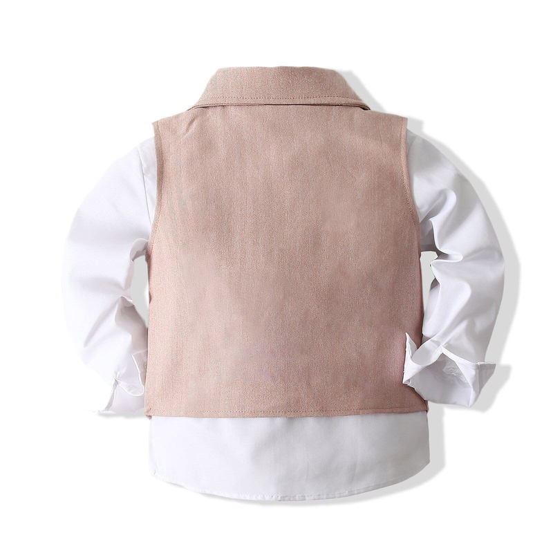 Vêtements pour bébé, robe de banquet pour enfants, costume pour garçon, gilet solide, chemise et pantalon, beau costume trois pièces_voghion.com