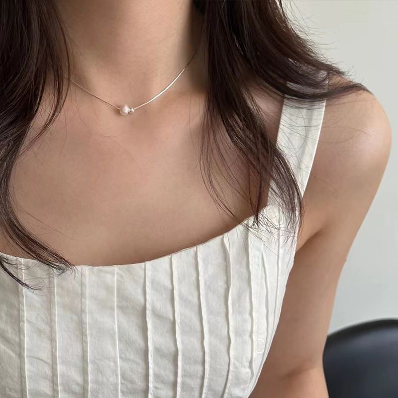 Hot Sales Nieuwe Sterling Zilveren Parelketting Eenvoudige Prachtige Ronde Kralen Hanger Choker Verjaardagsfeest Cadeau Dames Fijne Sieraden_voghion.com