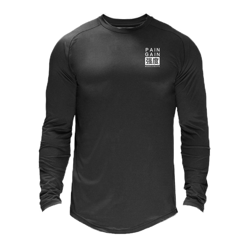Fitness suit men's autumn and winter tight fitting clothes, quick drying long sleeved T-shirt, running basketball sports_voghion.com