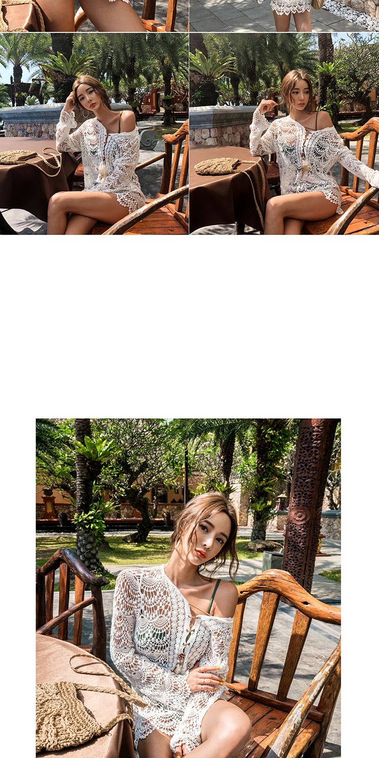 Dünne Bikinibluse für den Urlaub am Meer, Badeanzug mit langen Ärmeln, mittellang, Sonnenschutz für den Strand_voghion.com
