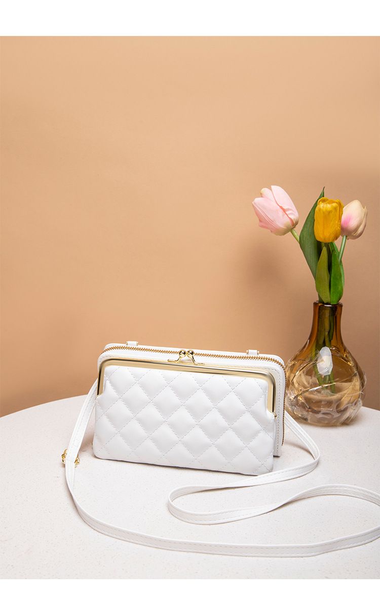 Gewatteerde crossbodytas voor dames met rits en draaisluiting - Lange portemonnee met twee vouwen, telefoonhoesje, stijlvol minimalistisch ontwerp_voghion.com