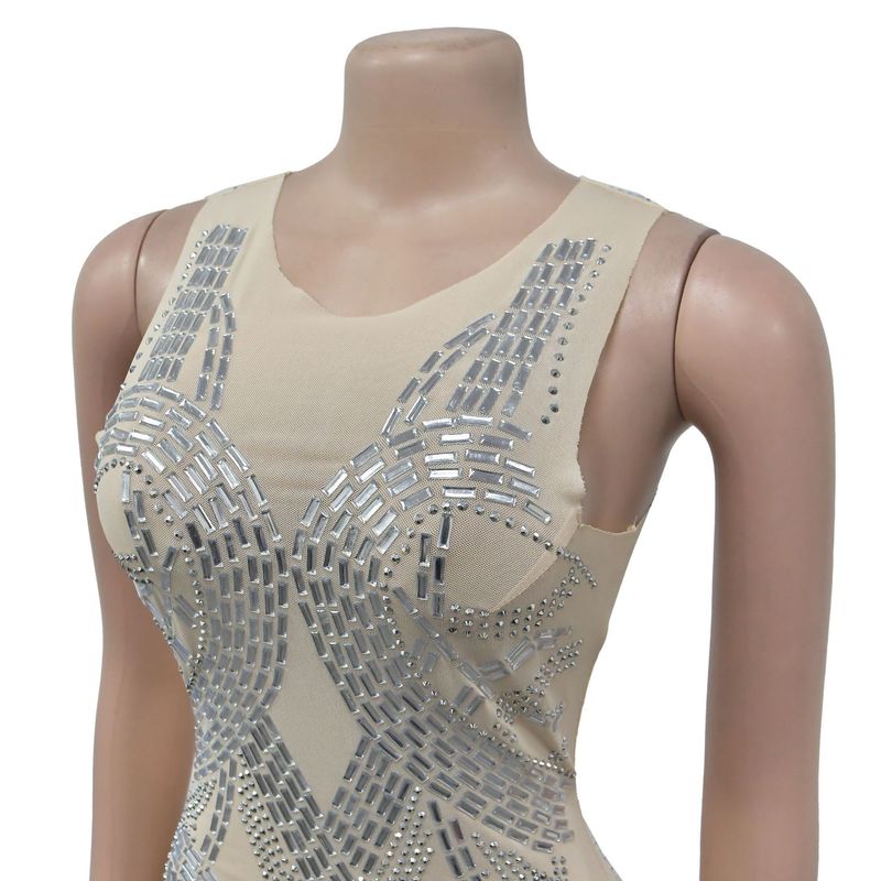 Damenbekleidung Modisches Damen-Kleid aus einfarbigem Gaze-Pressbohrerrock_voghion.com