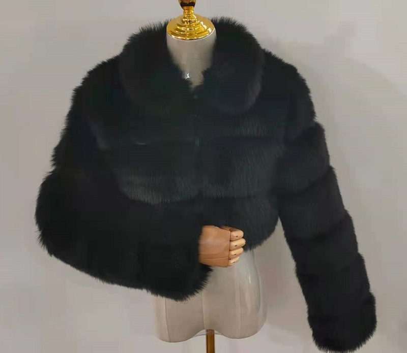 Cappotto in finta pelliccia da donna con pelliccia corta a maniche lunghe_voghion.com