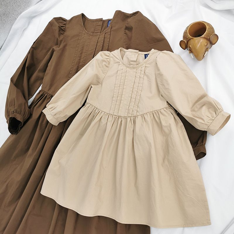 Ins Herbst Neue Eltern-Kind-Rock Japanischen und Koreanischen Stil Modische Nette Blase Langarm Damen Kleidung Kleid_voghion.com