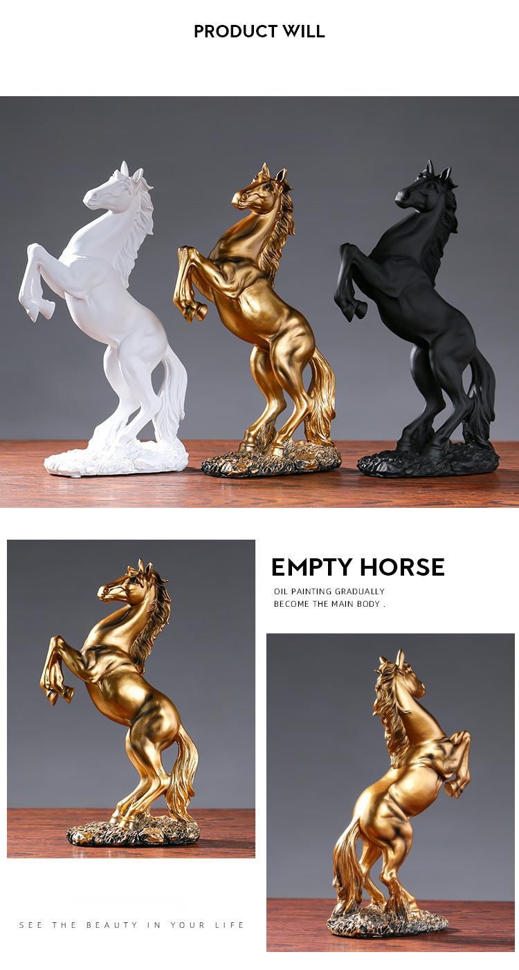 Levitating Horse European Style Resin Craft Room Desktop Realistic Animal Decoration Ornament Opening Entrance Feng Shui_voghion.com