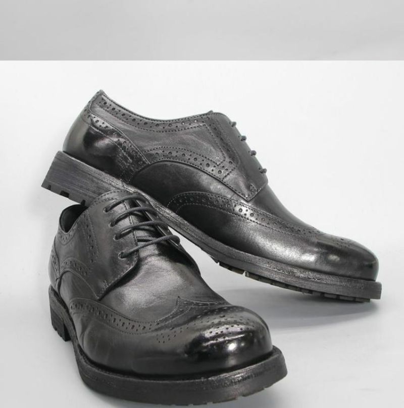 Stijlvolle lekvrije vee-goederen, gewassen paardrijschoenen voor heren, retro GOOD YEAR leren zool derbyschoenen_voghion.com