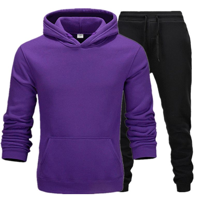 Pullover-Set aus grenzüberschreitendem Stoff in Übergröße, für Männer und Frauen gleich, einfarbiges Hip-Hop-Set aus lockerem Samt für Paare._voghion.com