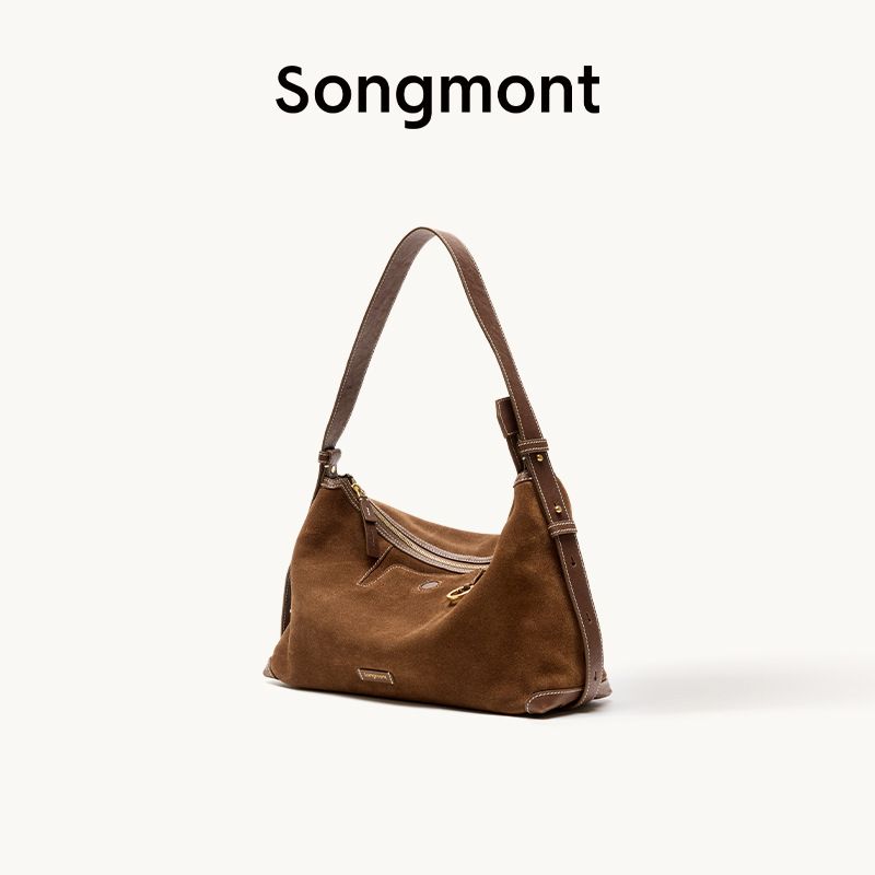 Borsa a tracolla Songmont Yamashita Arimatsu Trace Series Shallow Hobo in pelle conciata al vegetale, da donna_voghion.com