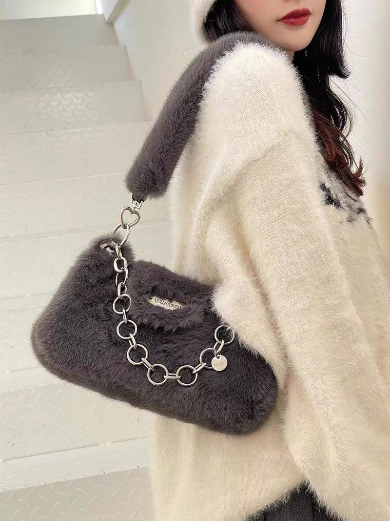 Y2K filles épicées haute qualité aisselles croix corps chaîne décontracté mignon sac en peluche fille_voghion.com