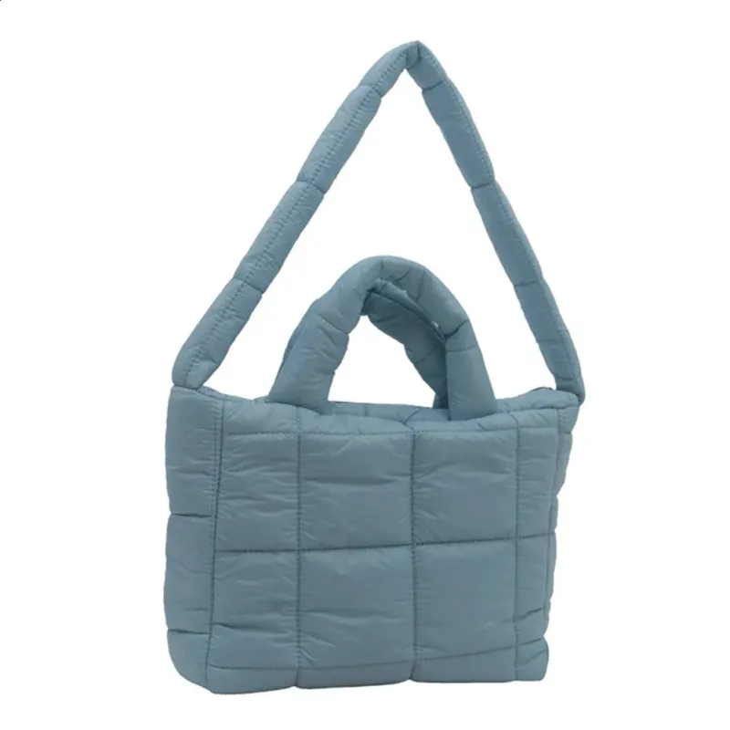 Women Puffer Tote Handbag Large Capacity Casual Padded Solid Color Quilted Top Handle Ladies Commute Bag 240820_voghion.com