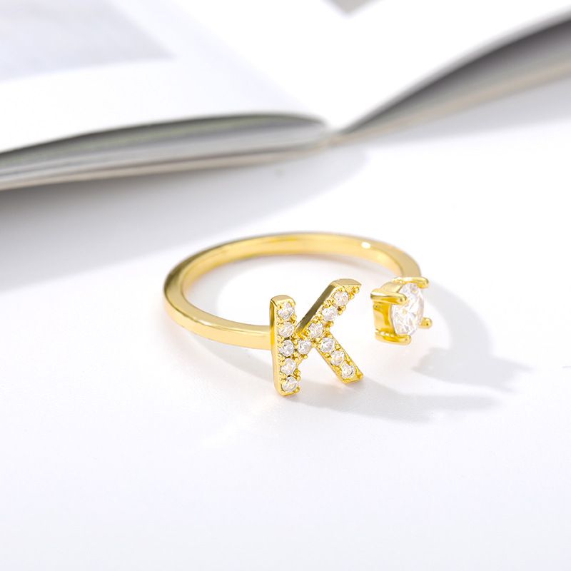 Zirkon-Buchstabenringe A-Z für Damen, goldfarbener Edelstahl, offener Fingerring, Namensring, Hochzeitsschmuck für Paare_voghion.com