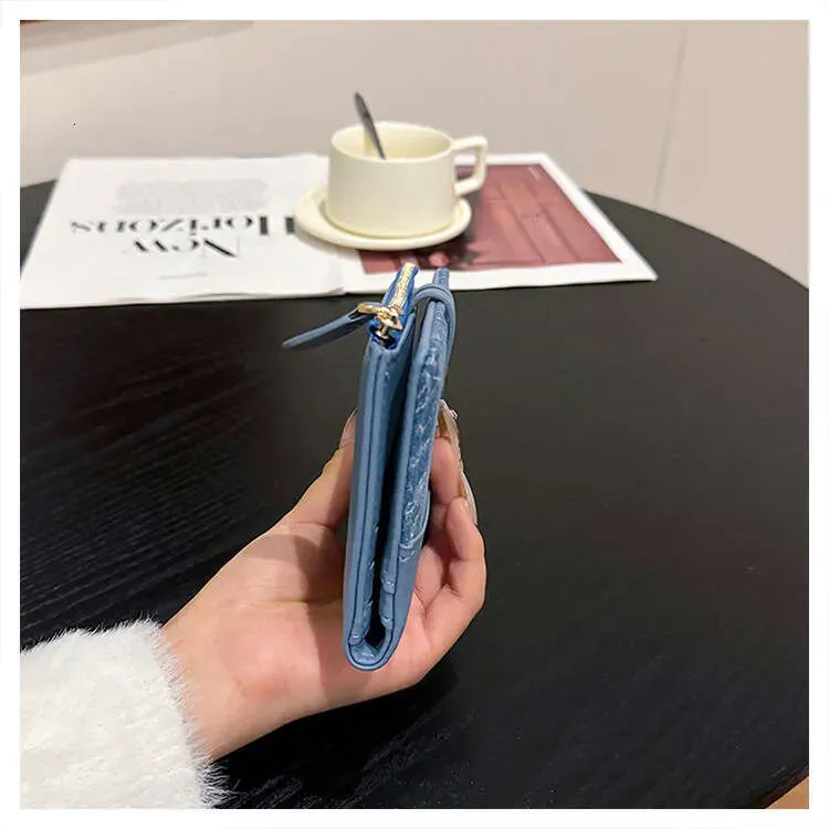 Denim Pattern Wallet Women, Short Style, Korean Version, Multi-Card Slots, Foldable, Long Style For Students, Clutch,_voghion.com