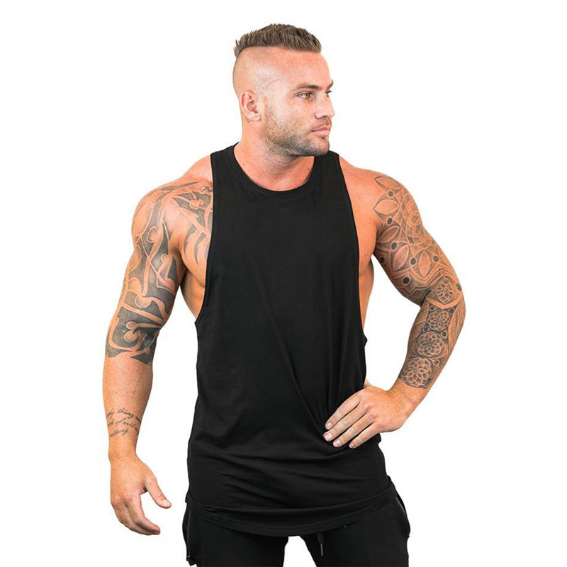 Canotta da uomo in puro cotone bianco, vestibilità ampia, gilet fitness, fondo inferiore, estate giovanile_voghion.com