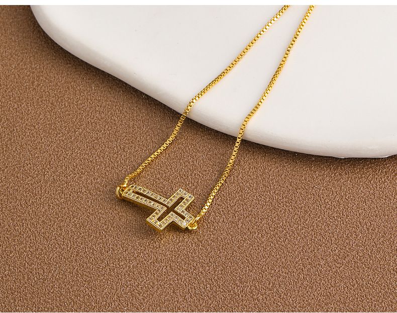 Jewelry Gold Plated Pendant Bracelet Fade Micro Inlaid Zircon Simple Design_voghion.com
