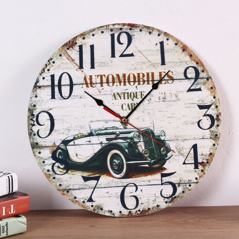 Wooden Wall Clock – Silent Sweep Movement, 30cm Round MDF Design, Roman Numerals & 24H Indicators, Battery Powered For Home & Office Decor_voghion.com