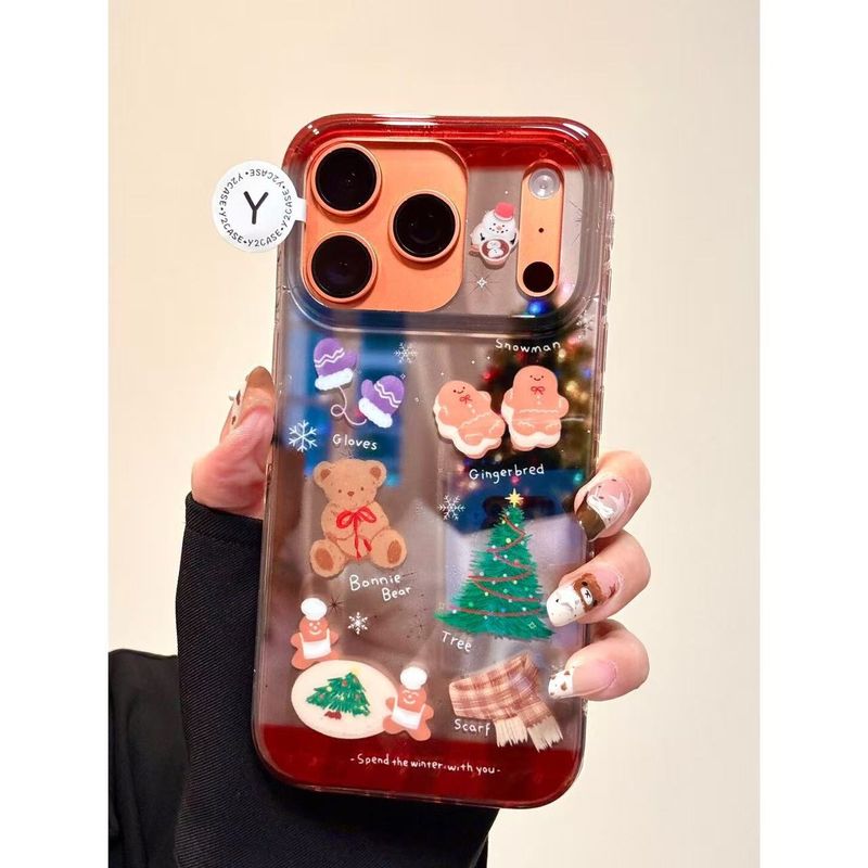 50704555550<=3 Custodia per telefono a doppio strato IMD con elementi natalizi invernali e omino di pan di zenzero compatibile con 17 16 15 14 13 per_voghion.com