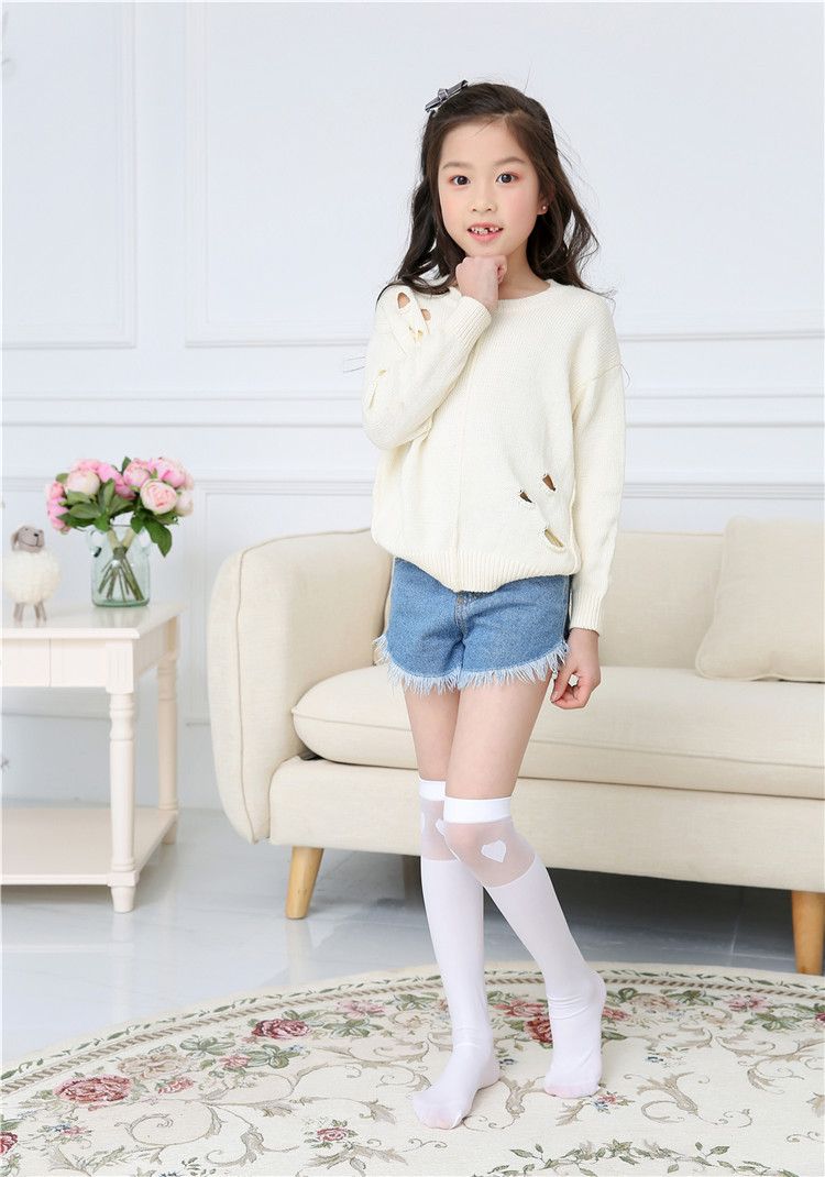 Calzini estivi per bambini sottili, calzini per studenti, calzini al ginocchio per ragazze, calze, calzini bianchi a metà altezza_voghion.com