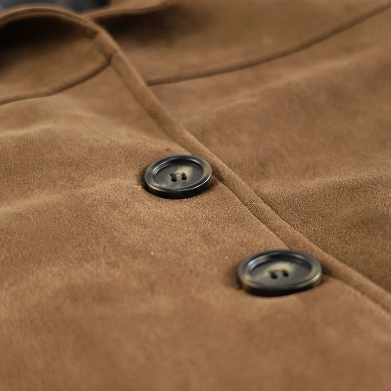 Trench in similpelle da donna con cintura in vita e colletto a revers - Elegante giacca a maniche lunghe per autunno inverno (marrone/nero/grigio/fantasia)_voghion.com