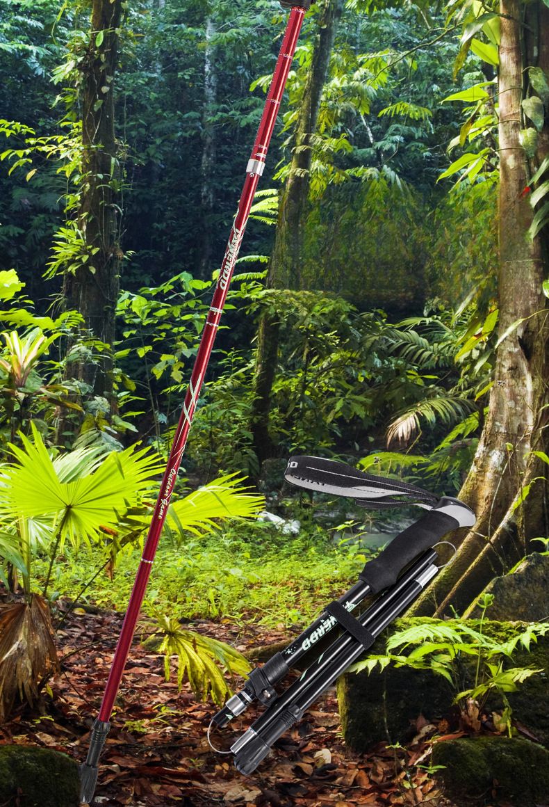 Aluminum Alloy Folding Ultralight Ultra-hort Telecopic Outdoor Trekking Pole Hiking Climbing Walking Stick 5_voghion.com