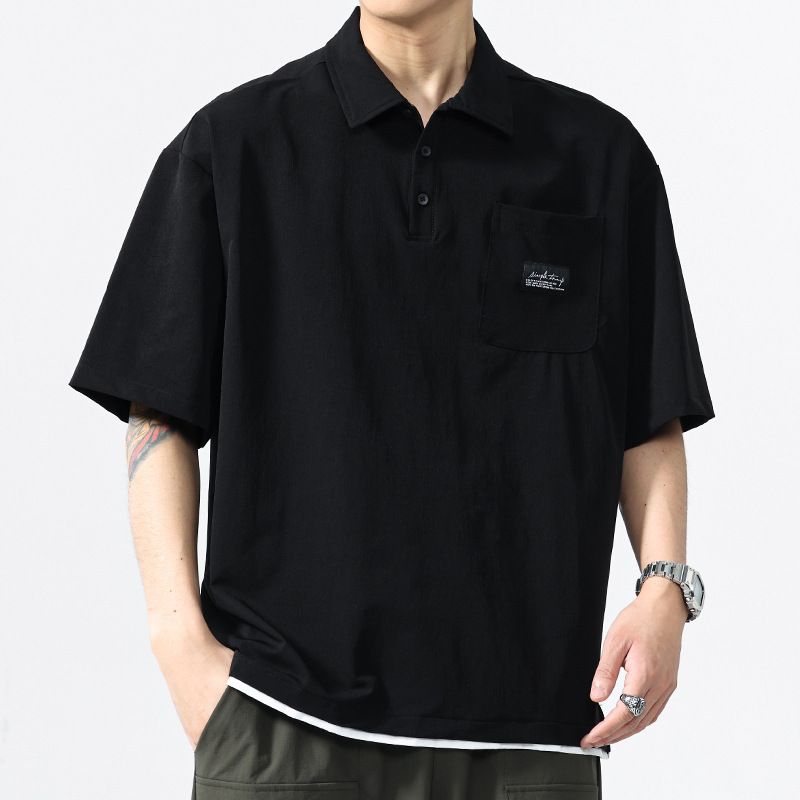 2025 Summer New Men's Casual Collar Short Sleeved T-shirt Trendy Men's Top_voghion.com
