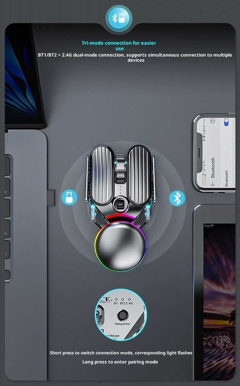 Digitex Digitex New IMICE Brand T800 Rechargeable Wireless Low Noise Silent E-Sports Gaming Bluetooth Mouse_voghion.com