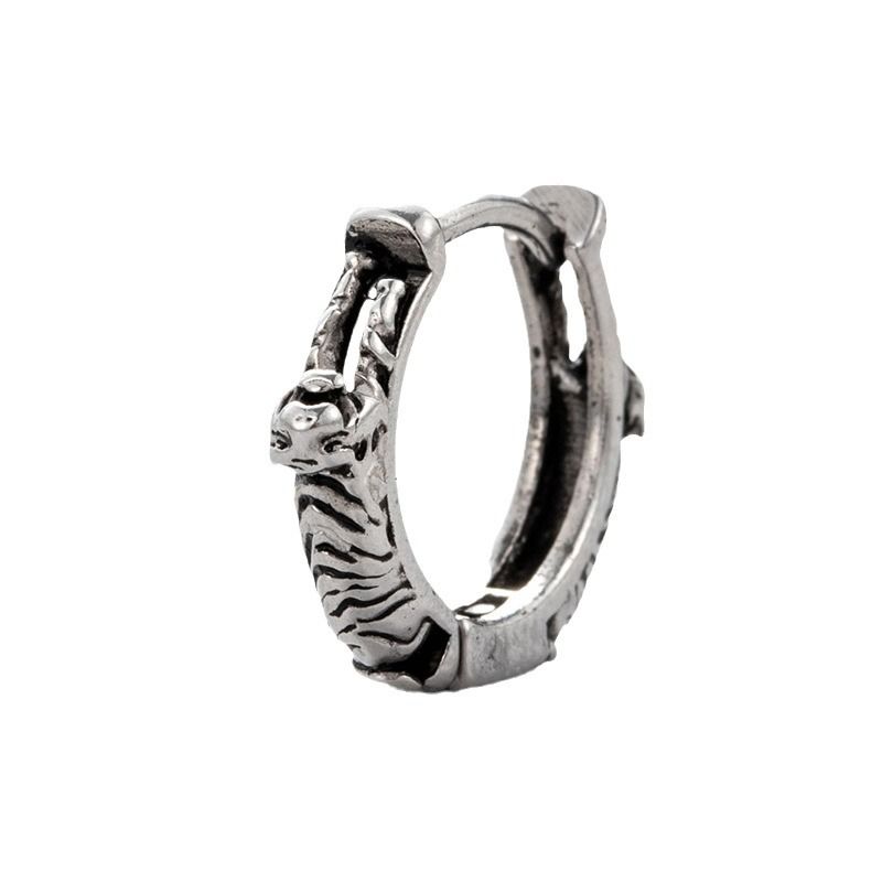 Neue Herren-Piercing-Ohrringe aus Edelstahl, Tigerkreuz, Pentagramm, geometrisches Muster, modische Ohrmanschetten_voghion.com