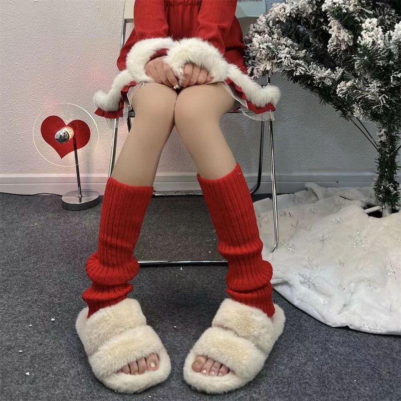 Gestrickte JK Weiß Für Frauen Herbst Winter Y2K Hot Girl Beinlinge Lolita Lange Rohr Garn Slouch Socken_voghion.com