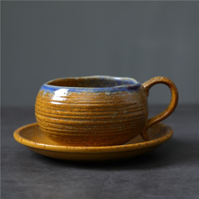 Vintage Keramik Becher Steenwaren kleng Kapazitéit Kaffi Taass Ënnerhalt Set Japanesch Keramik Becher Nomëtteg Téi Kaffi Becher Becher_voghion.com