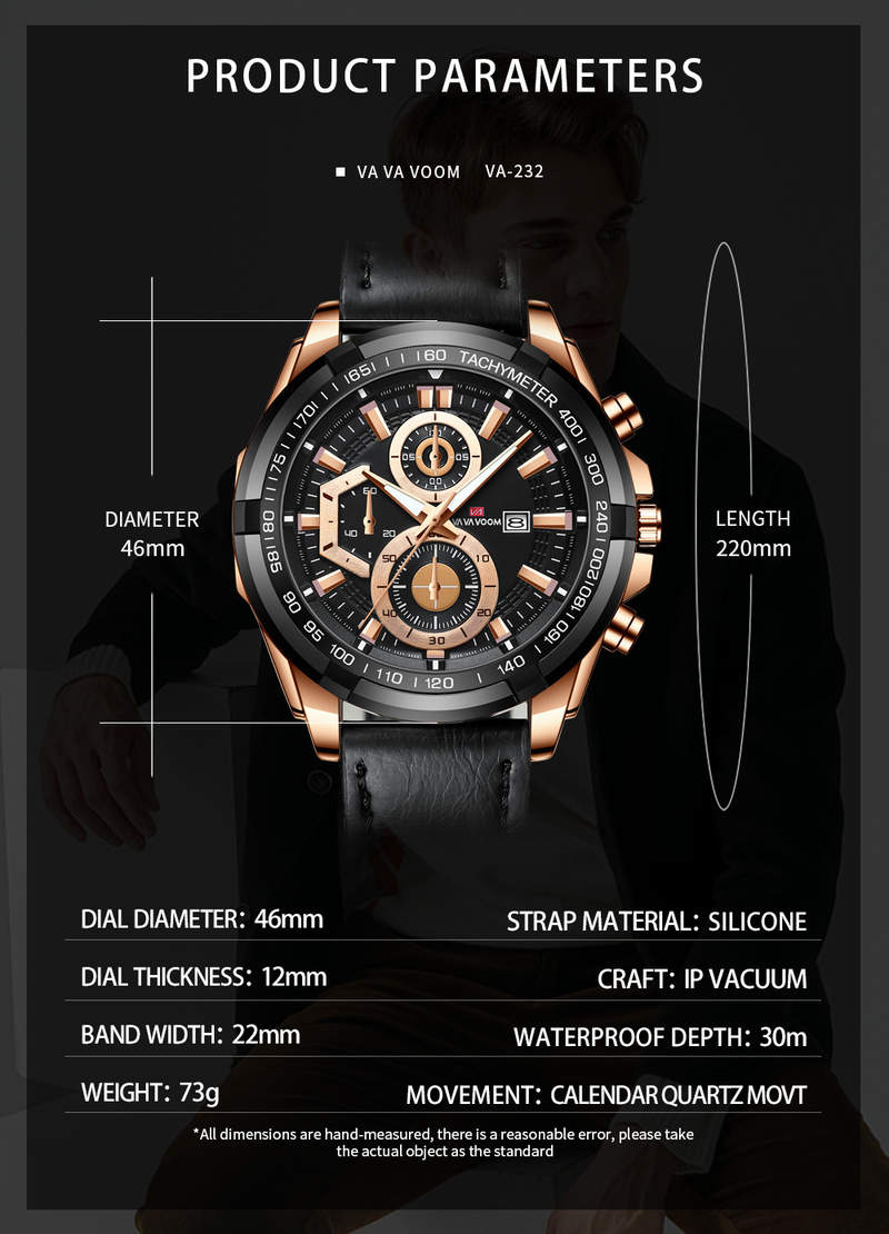VA VA VOOM Men's Sports Watch Strap Business Calendar Student Waterproof Watch Casual Quartz Watch_voghion.com
