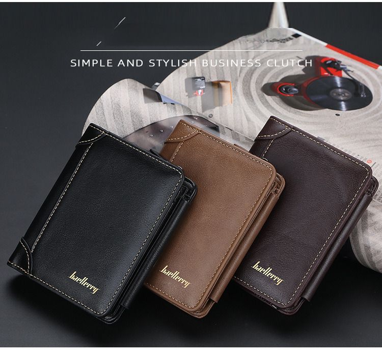 New men's short wallet with multiple card slots, 3 folds, a stylish thin card bag, large capacity, practical and convenient high-end zero wallet_voghion.com