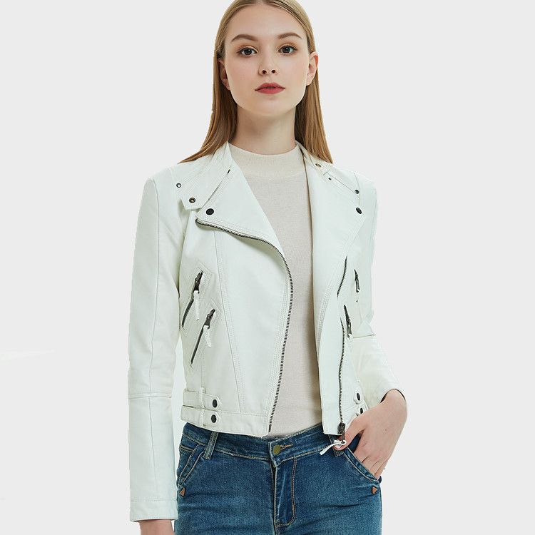 2023 Spring And Autumn Women's Jacket PU Leather Motorcycle Short Slim Fit Coat_voghion.com