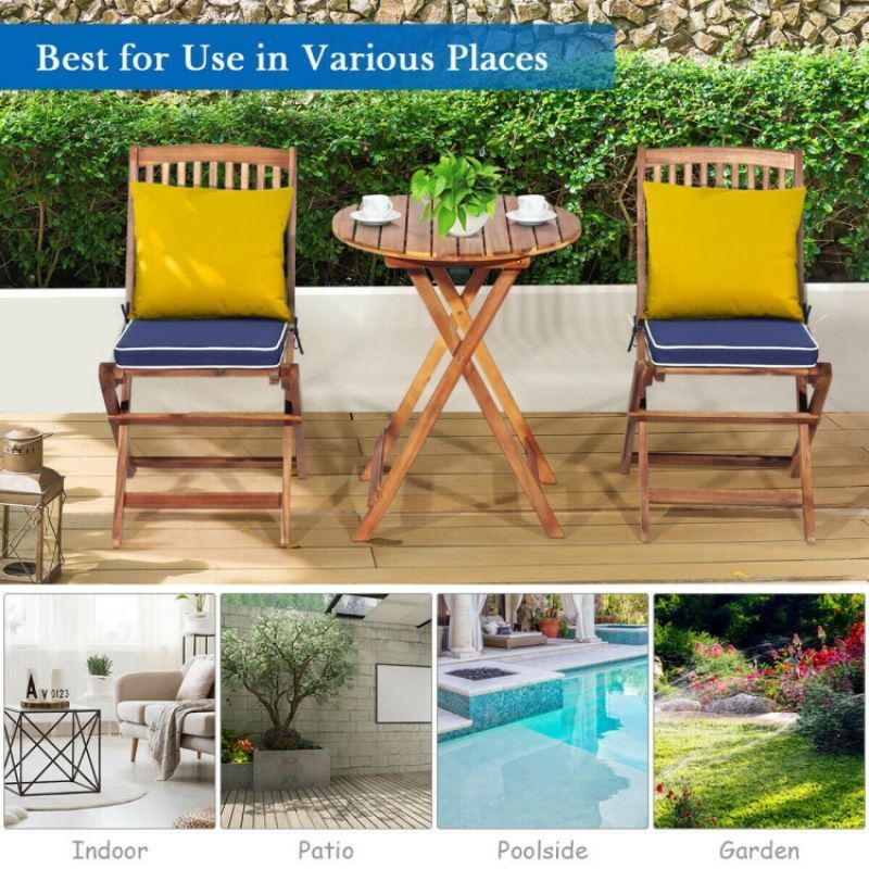 3 Pieces Patio Folding Bistro Set with Padded Cushion and Round Coffee Table_voghion.com