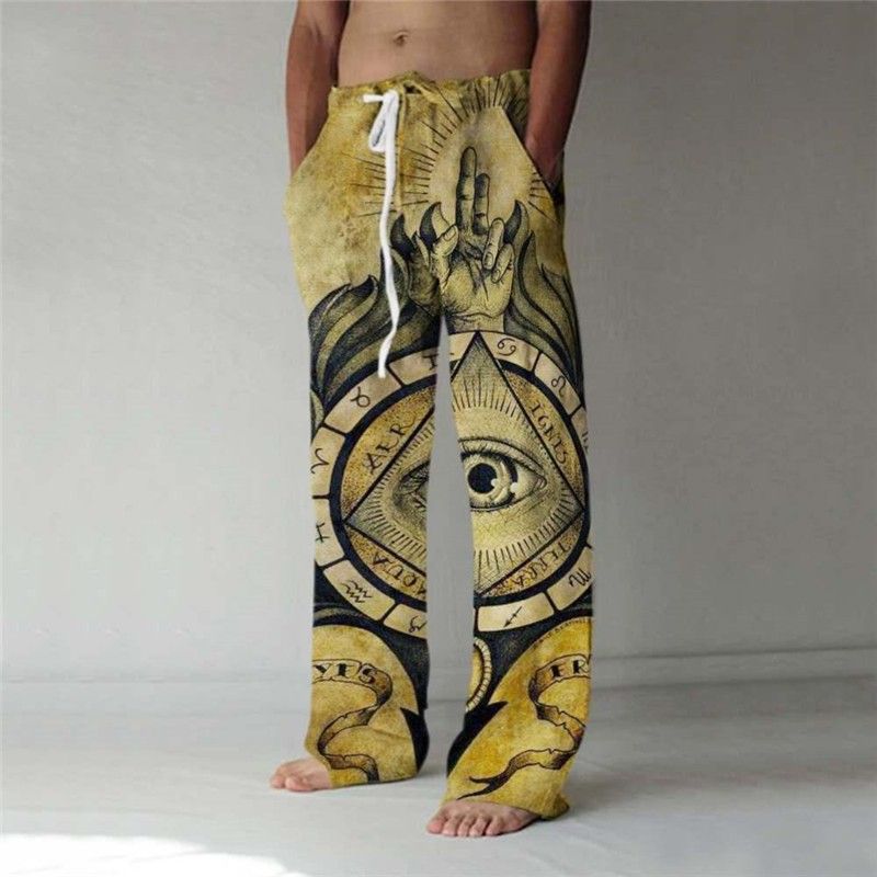 Premium Products Pants Summer Pants Beach Pants Drawstring Elastic Waist 3D Printed Stripe Pattern Printed Geometric Comfortable Men_voghion.com