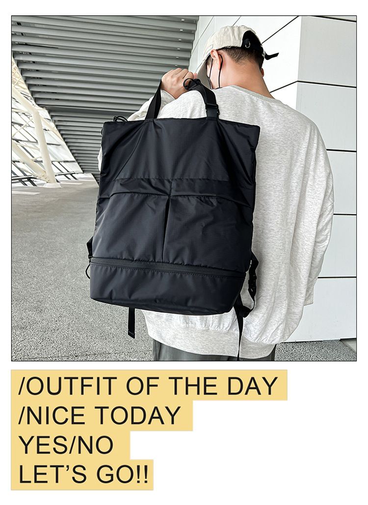 Zaino per uomini e donne Borse da trasporto per pendolari Borsa a spalla singola tinta unita Zaino in nylon antispruzzo di grande capacità Alla moda_voghion.com