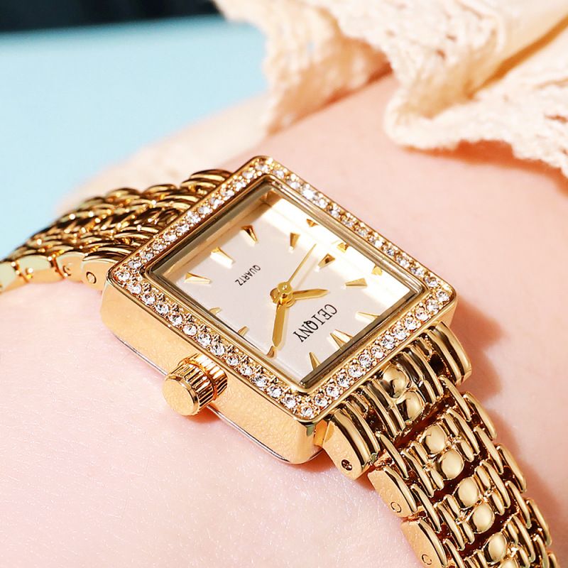Women's Watches Diamond-encrusted Watches Are Simple And Fashionable Quartz Watch With Square Watch No Digital Scale_voghion.com