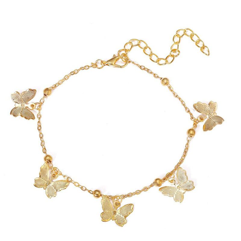 Braccialetto con ciondolo a farfalla di vendita calda selezionato con stile semplice ed elegante, catena per piedi da spiaggia, gioielli per piedi, accessori artigianali a forma di farfalla cava_voghion.com
