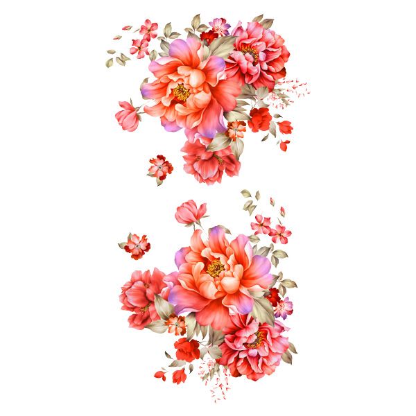 Ensemble de tatouages autocollants à transfert d'eau, motif pivoine et rose, fleurs colorées, nouveauté 2026_voghion.com